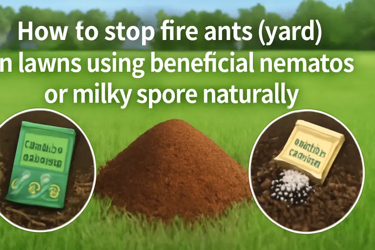 How to stop fire ants (yard) in lawns using beneficial nematodes or milky spore naturally?