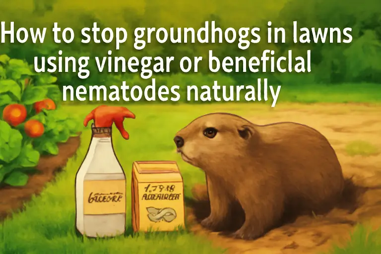 How to stop groundhogs in lawns using vinegar or beneficial nematodes naturally?