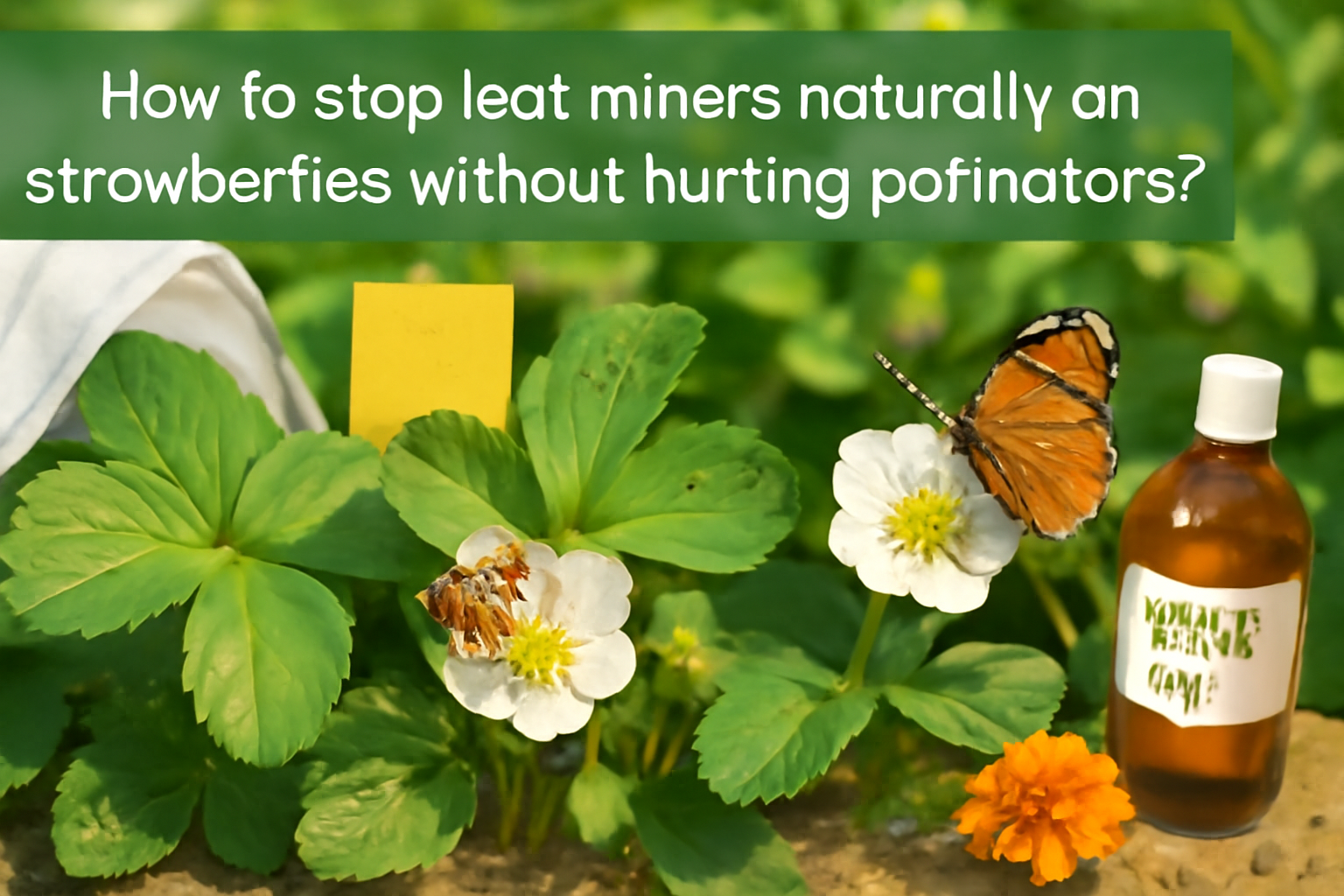 How to stop leaf miners naturally on strawberries without hurting pollinators?