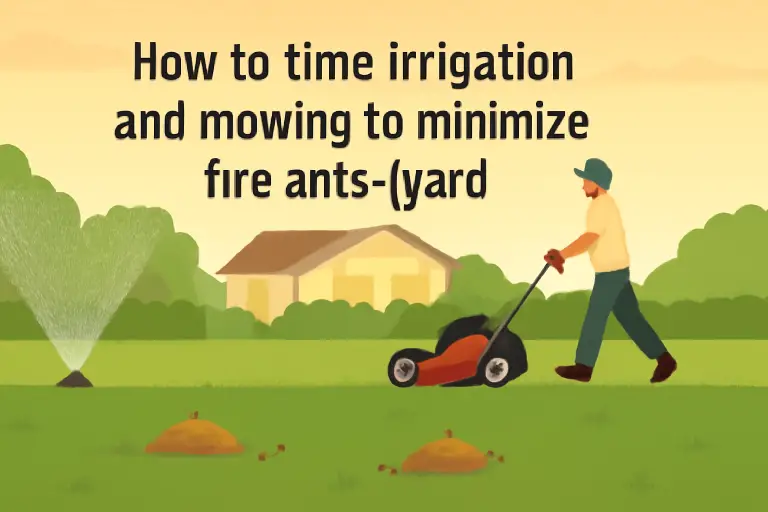 How to time irrigation and mowing to minimize fire ants (yard)?