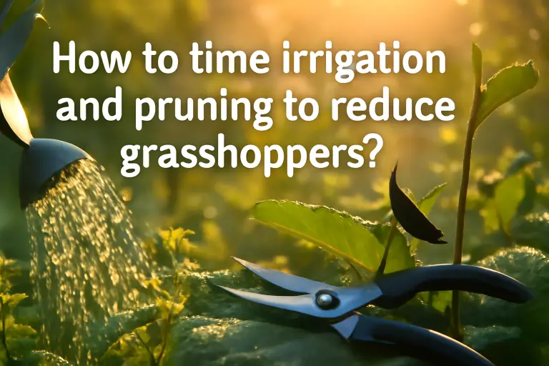 How to time irrigation and pruning to reduce grasshoppers?