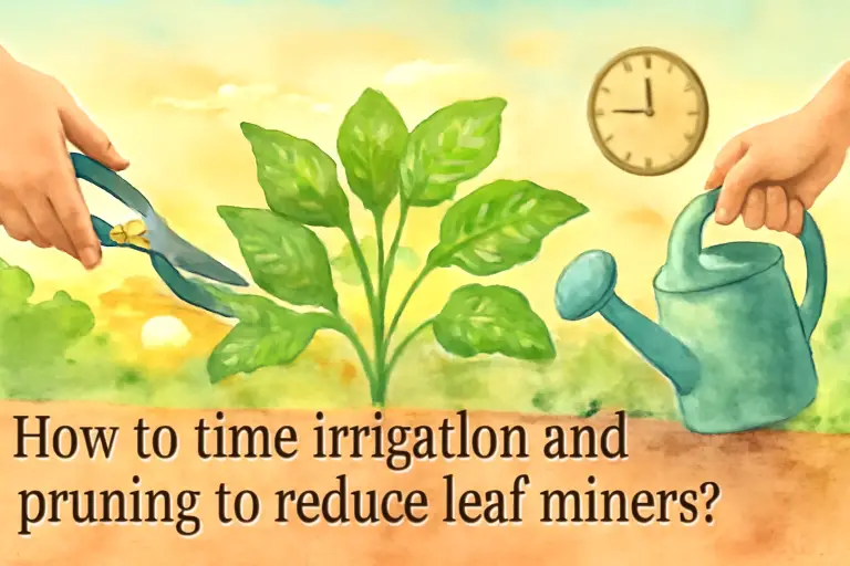 How to time irrigation and pruning to reduce leaf miners?