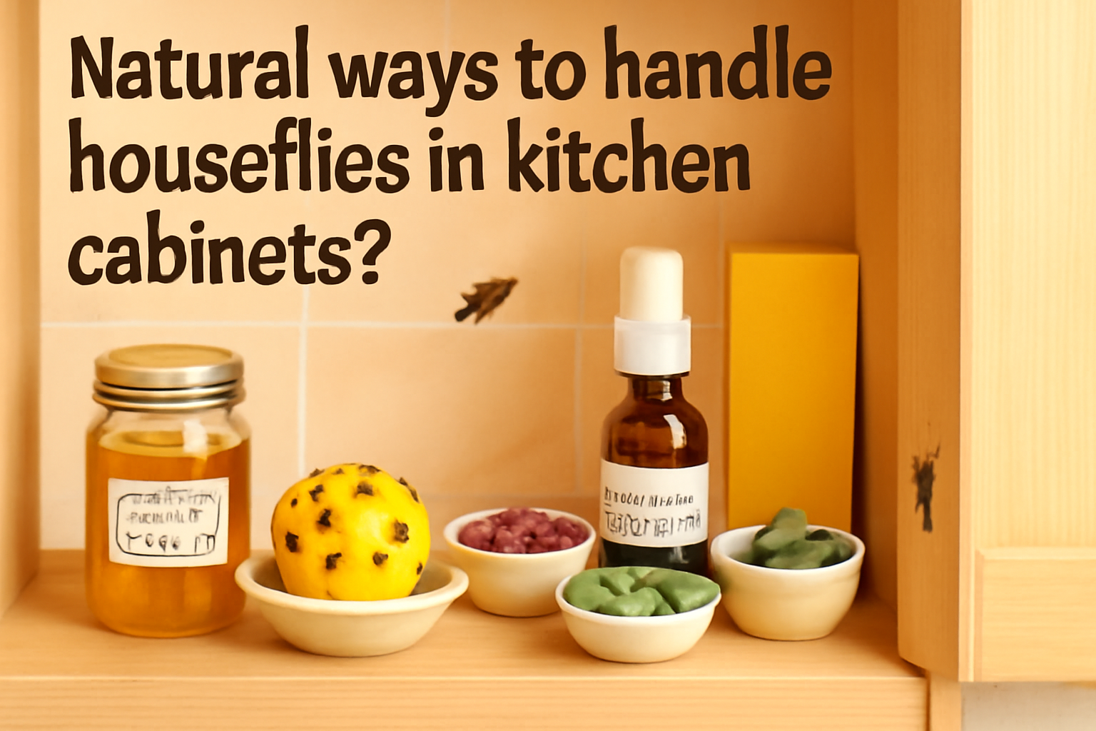 Natural ways to handle houseflies in kitchen cabinets?