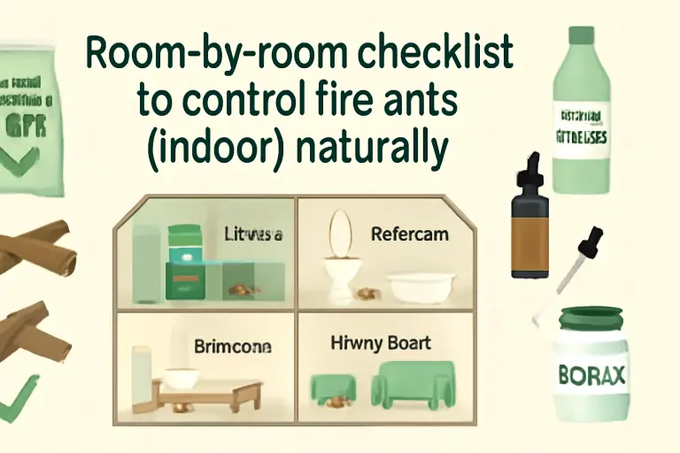 Room-by-room checklist to control fire ants (indoor) naturally?