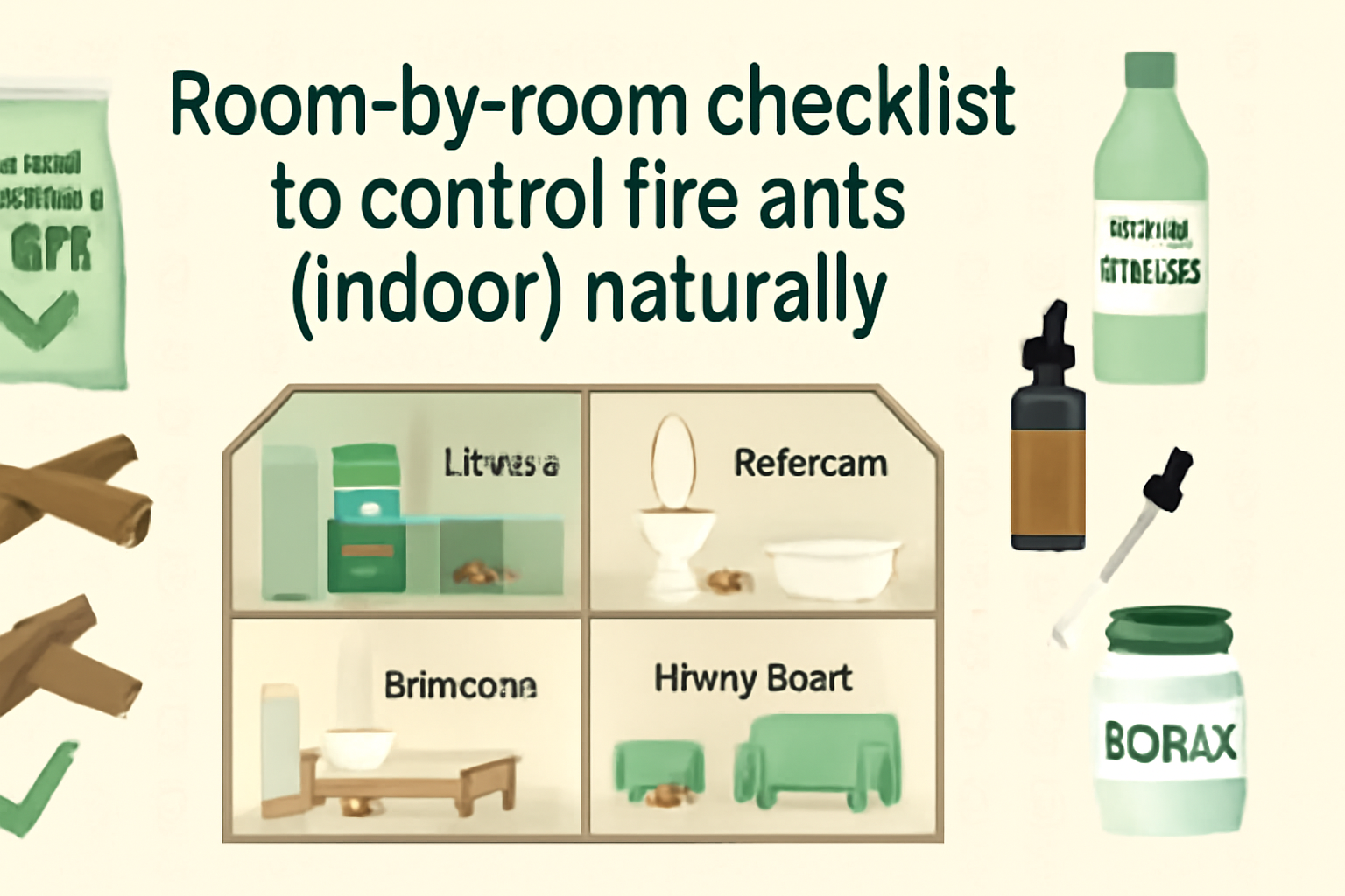 Room-by-room checklist to control fire ants (indoor) naturally?