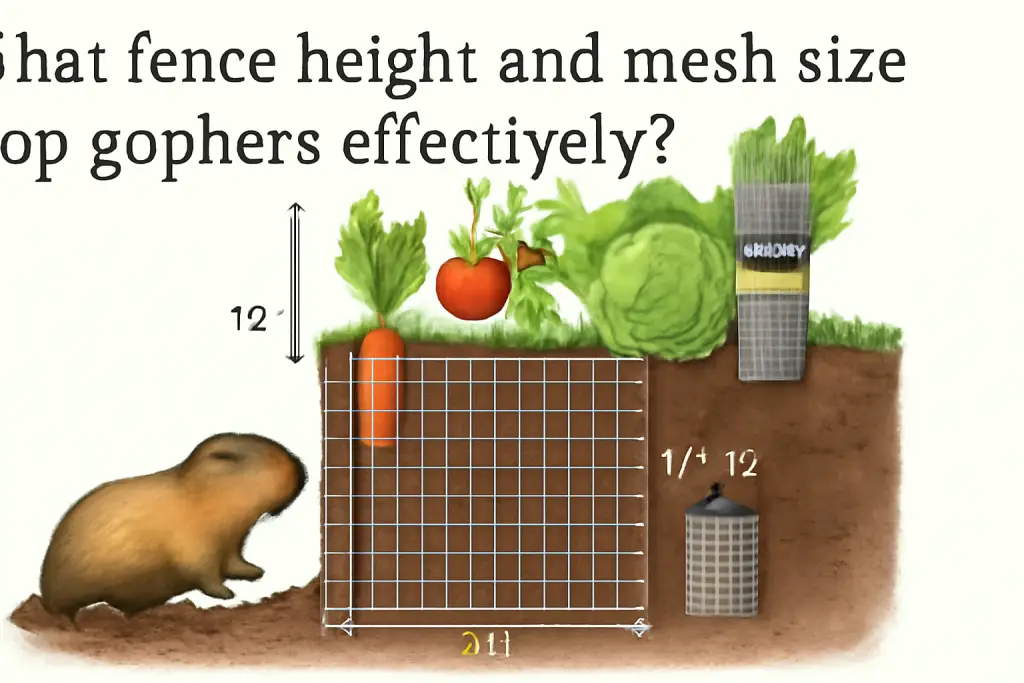 What fence height and mesh size stop gophers effectively?