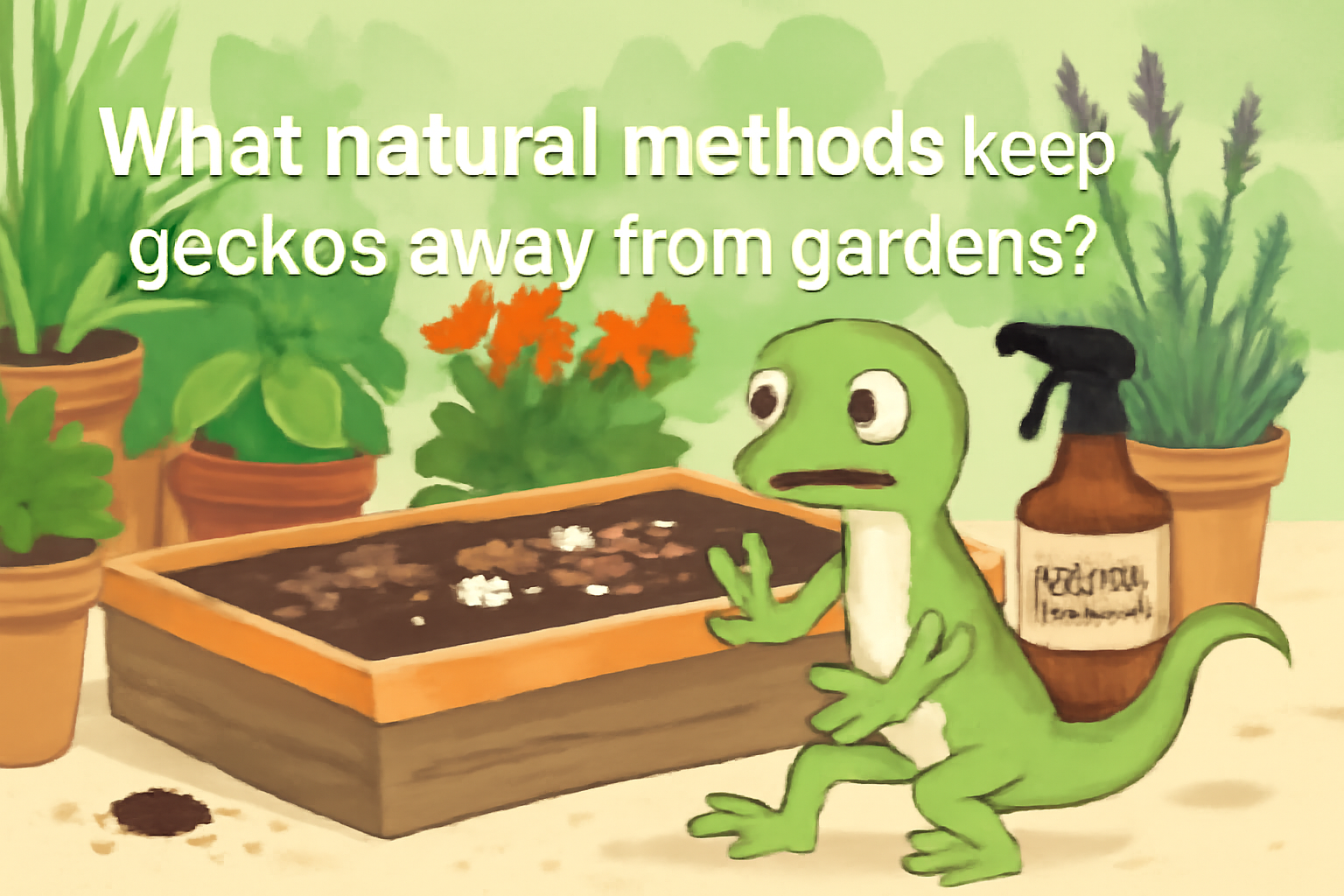 What natural methods keep geckos away from gardens?