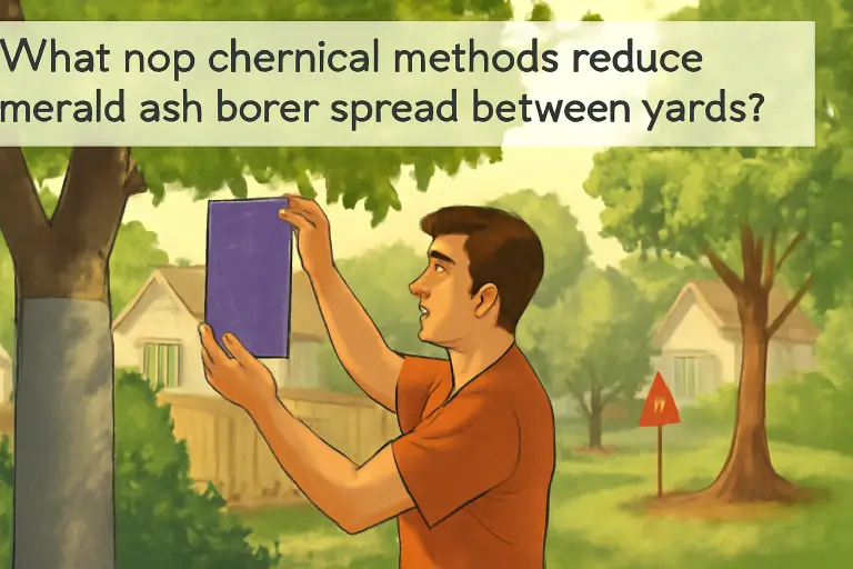 What non-chemical methods reduce emerald ash borer spread between yards?