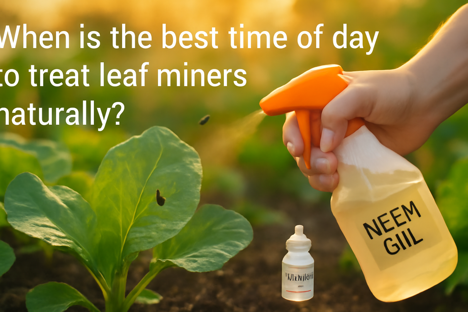 When is the best time of day to treat leaf miners naturally?