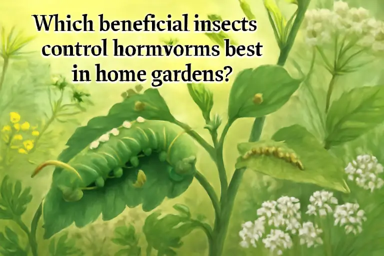 Which beneficial insects control hornworms best in home gardens?