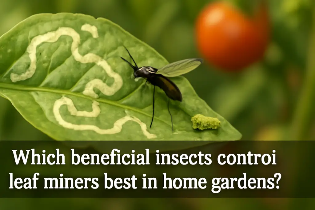Which beneficial insects control leaf miners best in home gardens?