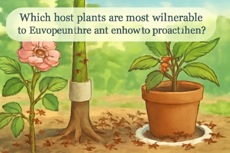 Which host plants are most vulnerable to european fire ant and how to protect them?