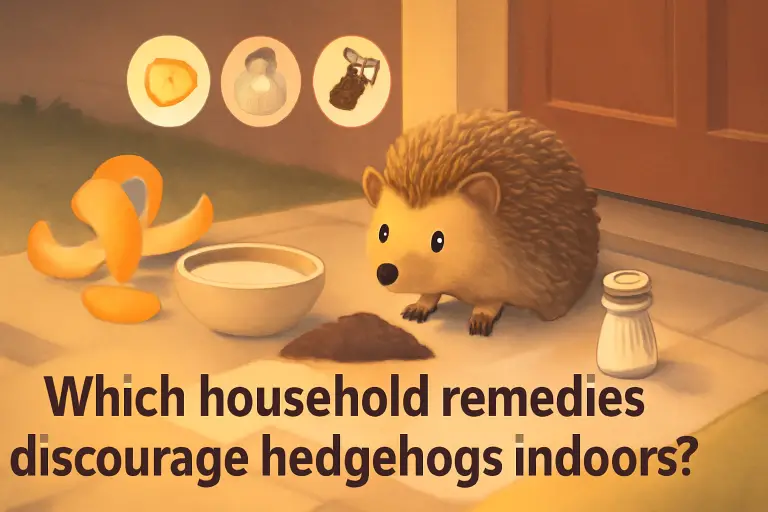 Which household remedies discourage hedgehogs indoors?
