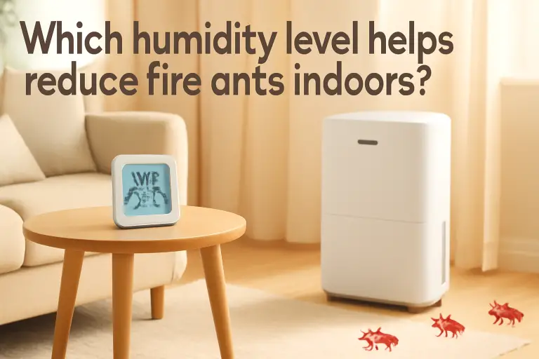 Which humidity level helps reduce fire ants (indoor) indoors?