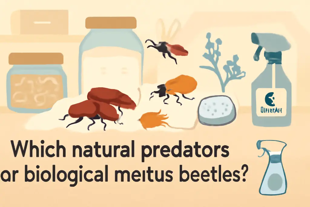 Which natural predators or biological methods target flour beetles?