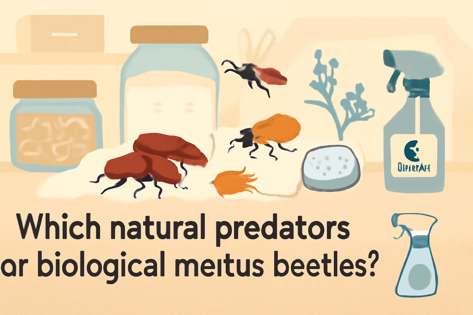 Which natural predators or biological methods target flour beetles?