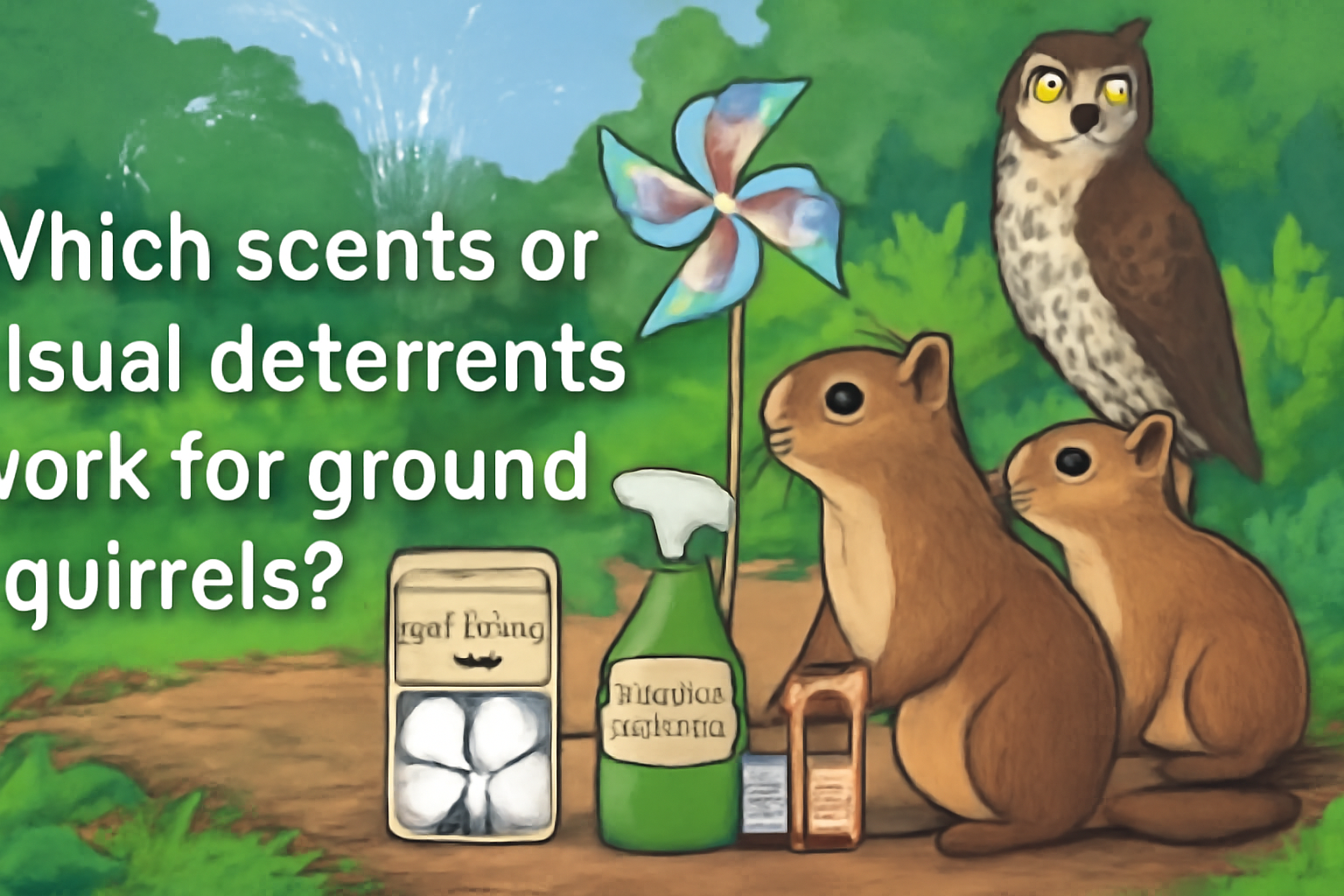 Which scents or visual deterrents work for ground squirrels?
