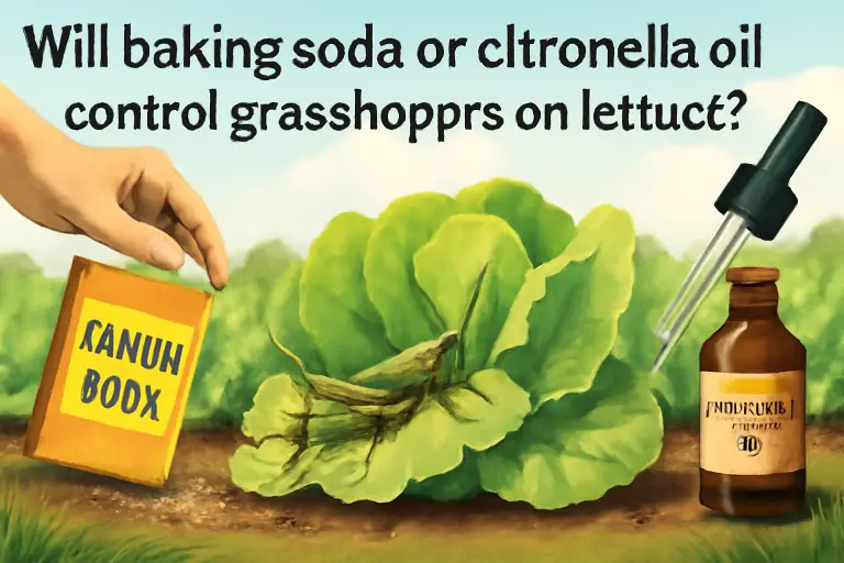 Will baking soda or citronella oil control grasshoppers on lettuce?