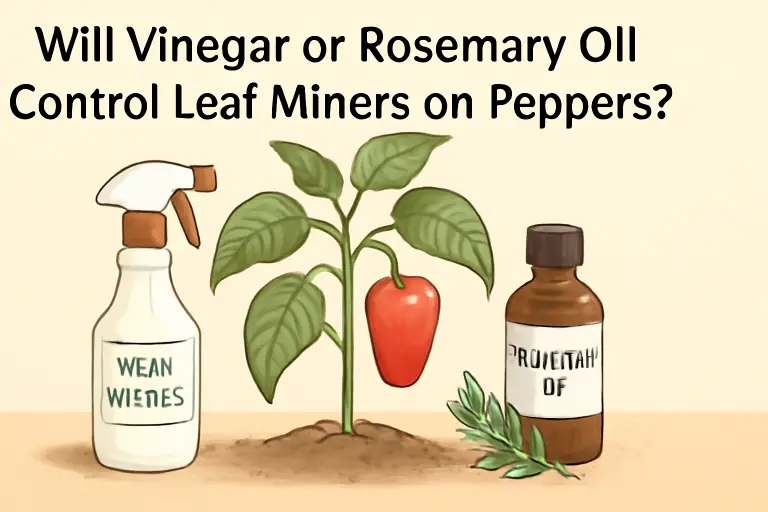 Will vinegar or rosemary oil control leaf miners on peppers?