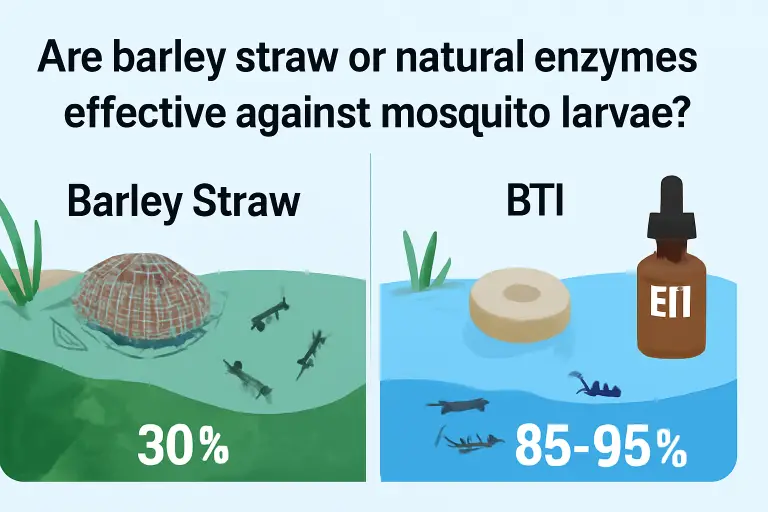 Are barley straw or natural enzymes effective against mosquito larvae?