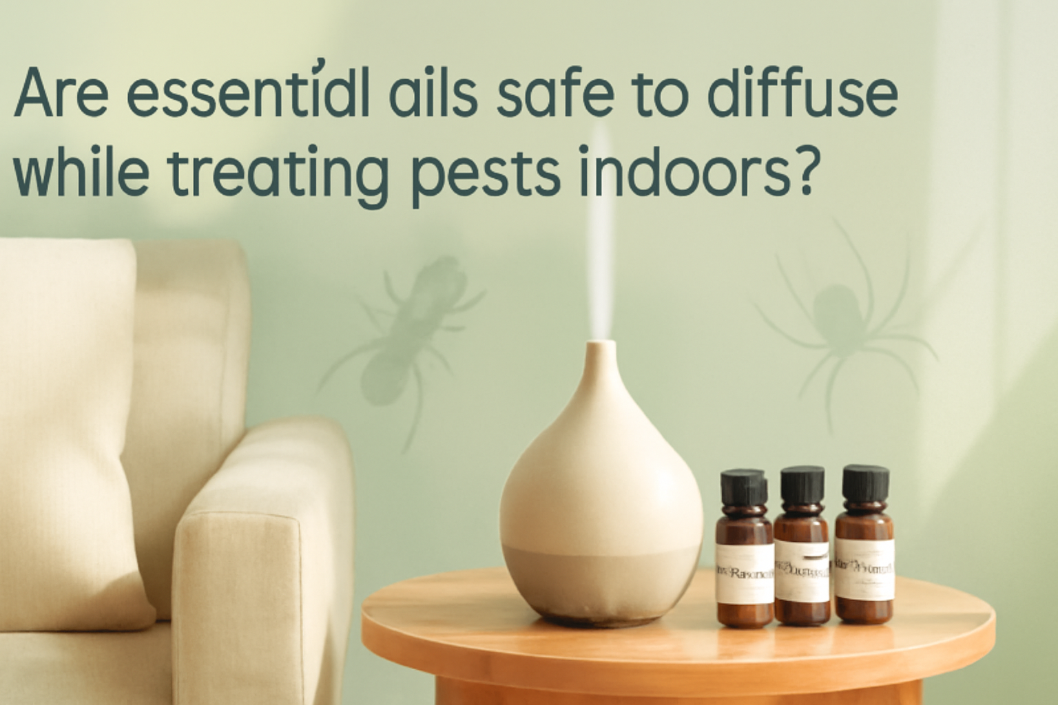 Are essential oils safe to diffuse while treating pests indoors?