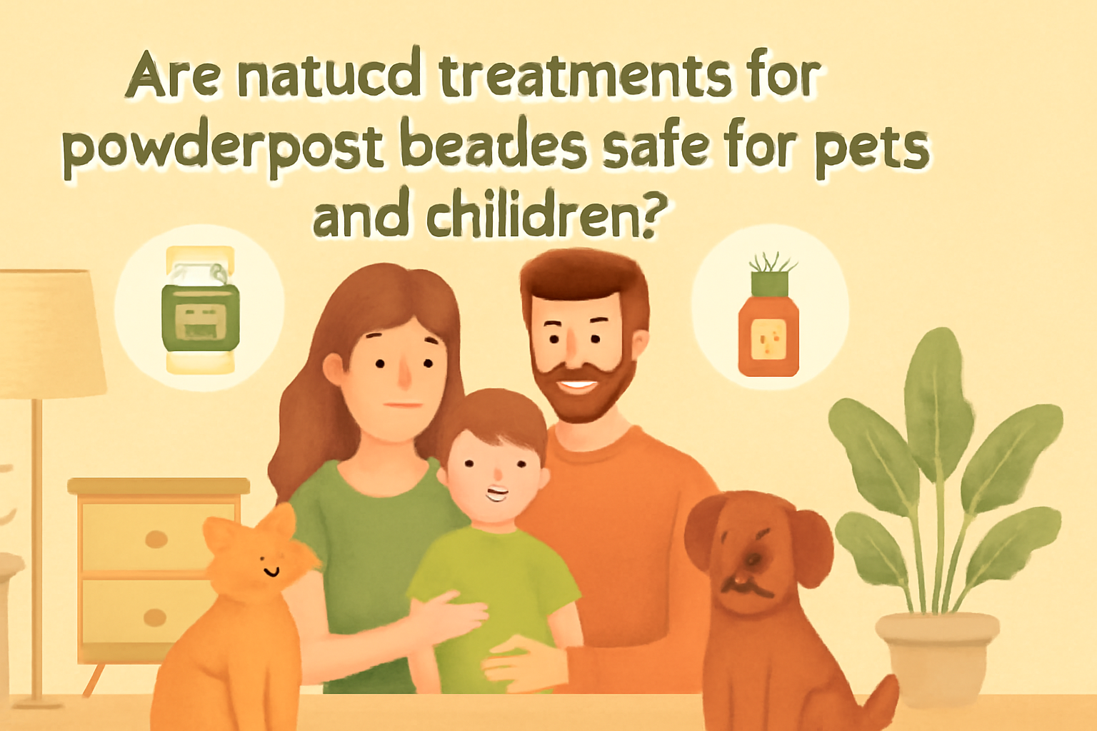 Are natural treatments for powderpost beetles safe for pets and children?