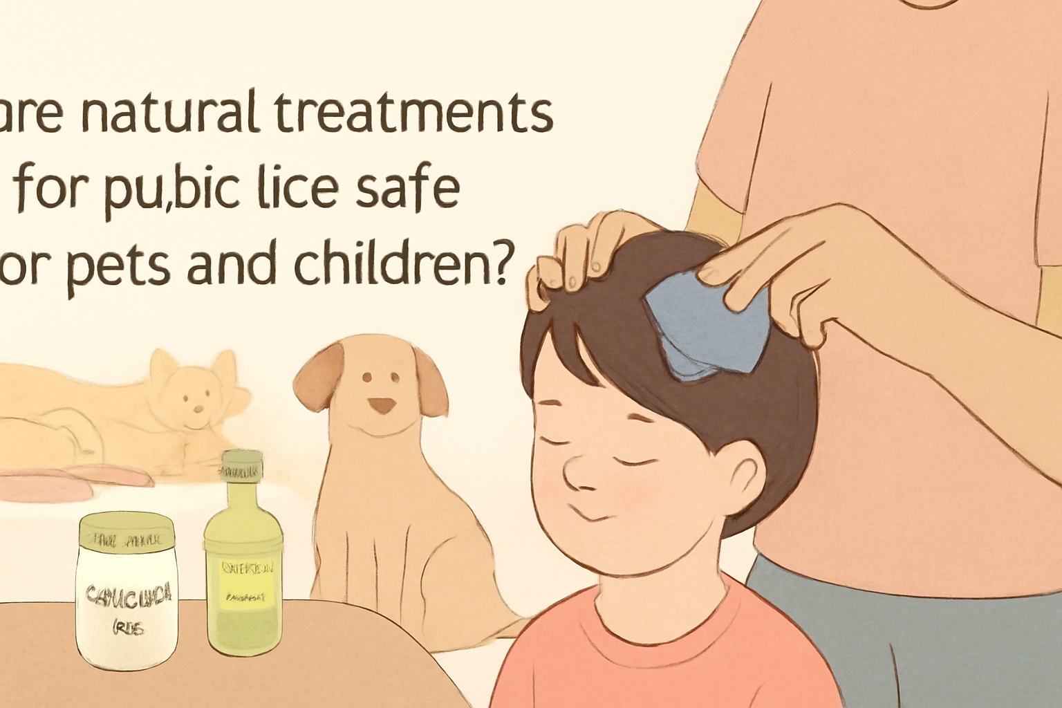 Are natural treatments for pubic lice safe for pets and children?