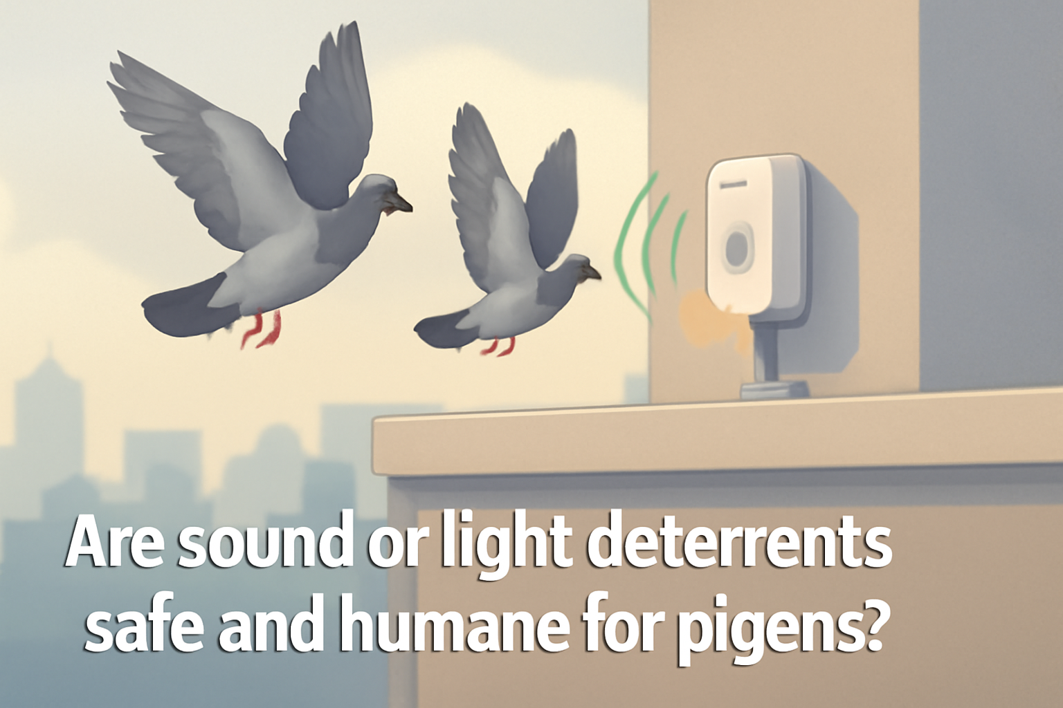 Are sound or light deterrents safe and humane for pigeons?