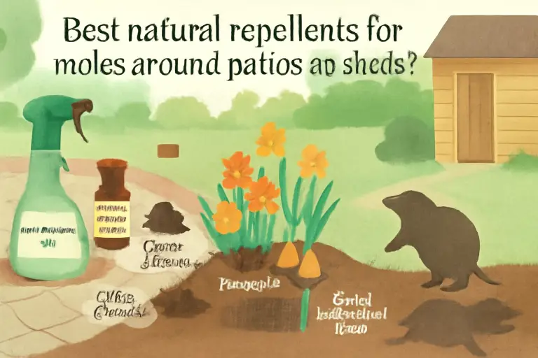 Best natural repellents for moles around patios and sheds?