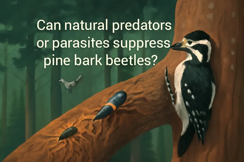 Can natural predators or parasites suppress pine bark beetles?