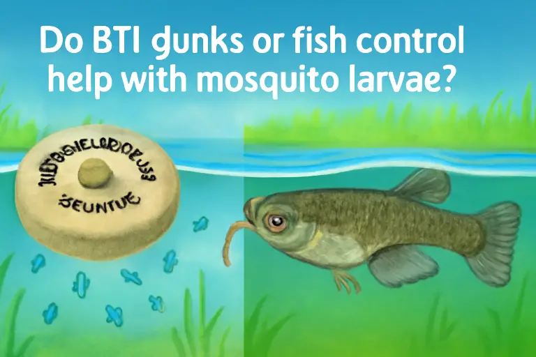 Do BTI dunks or fish control help with mosquito larvae?