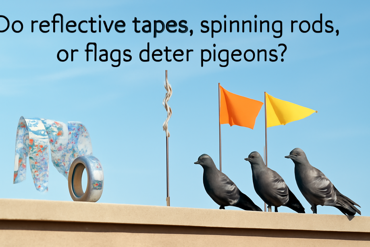 Do reflective tapes, spinning rods, or flags deter pigeons?