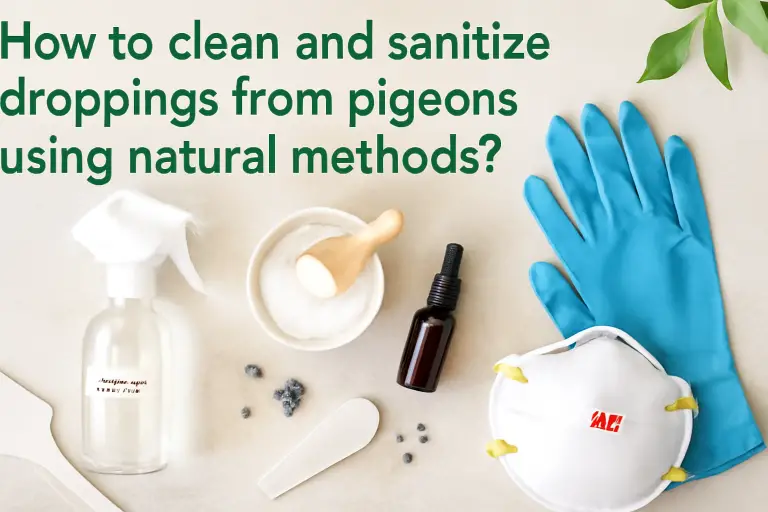 How to clean and sanitize droppings from pigeons using natural methods?