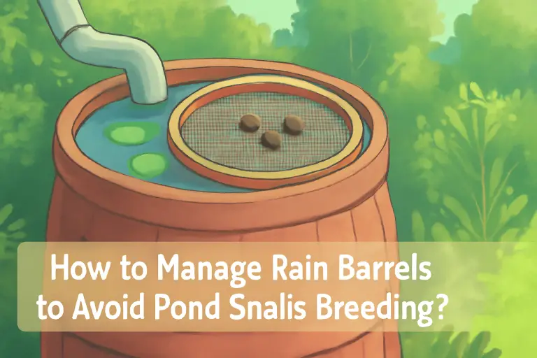 How to manage rain barrels to avoid pond snails breeding?