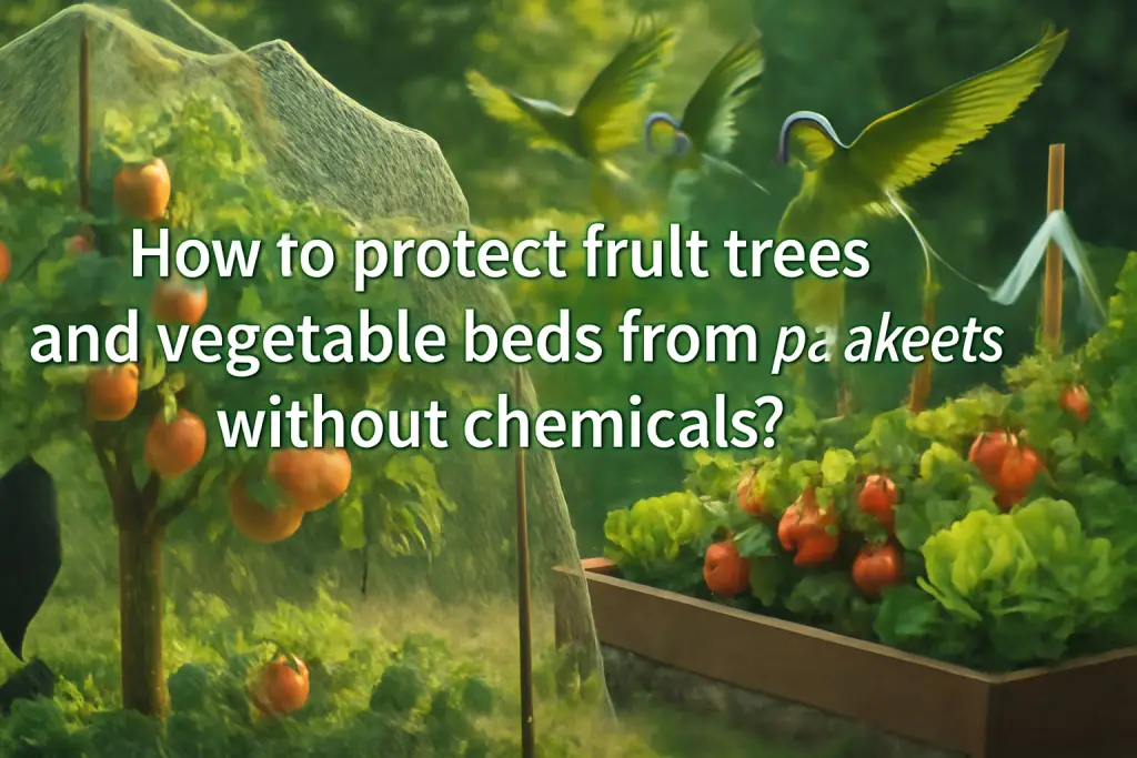 How to protect fruit trees and vegetable beds from parakeets without chemicals?