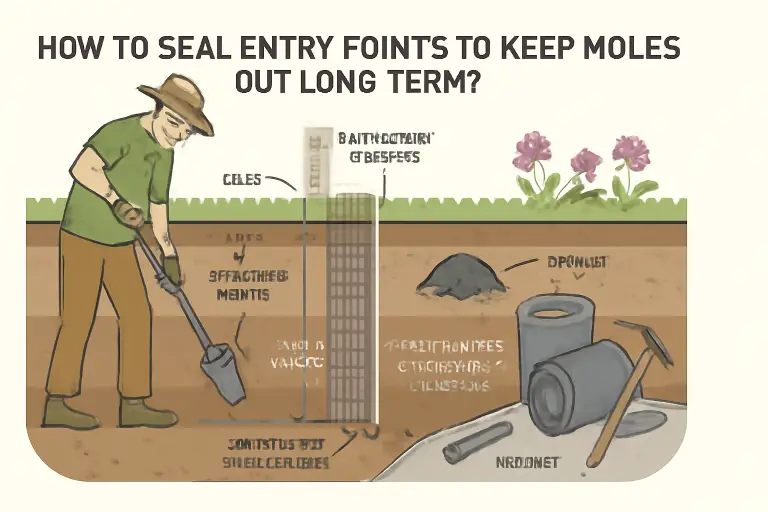 How to seal entry points to keep moles out long-term?