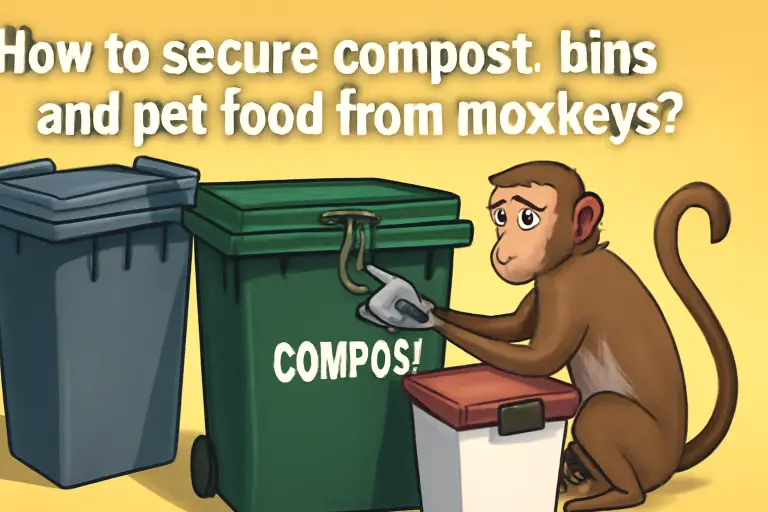 How to secure compost, bins, and pet food from monkeys?