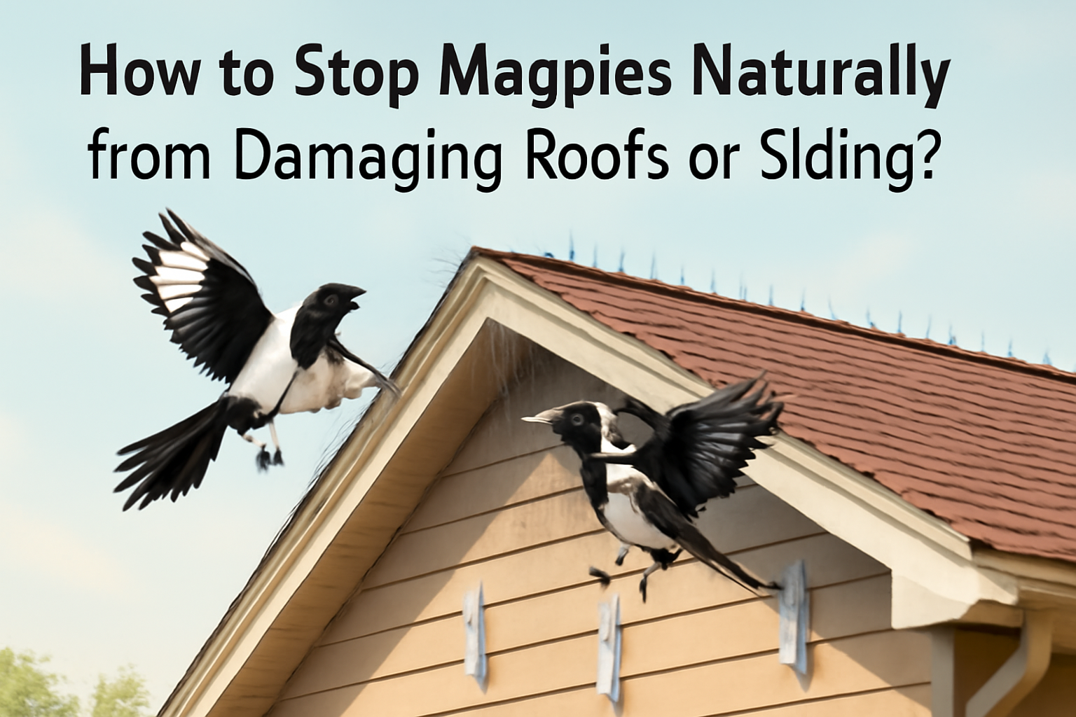 How to stop magpies naturally from damaging roofs or siding?