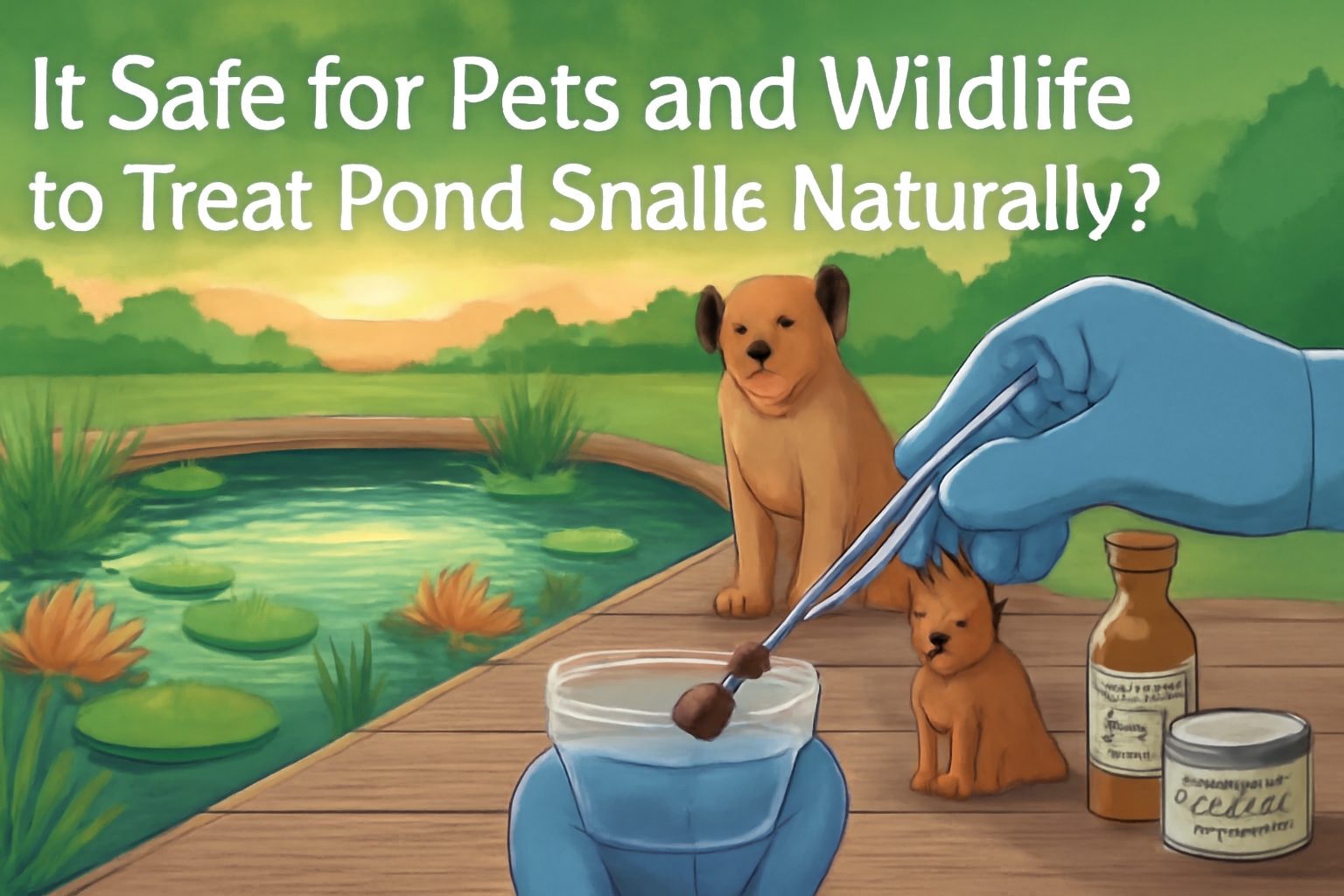 Is it safe for pets and wildlife to treat pond snails naturally?