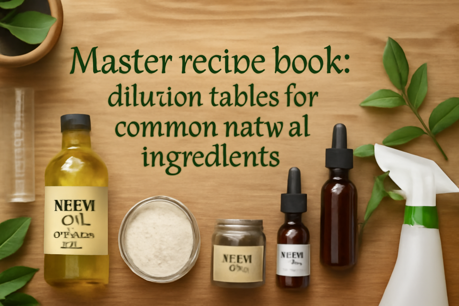 Master recipe book: dilution tables for common natural ingredients