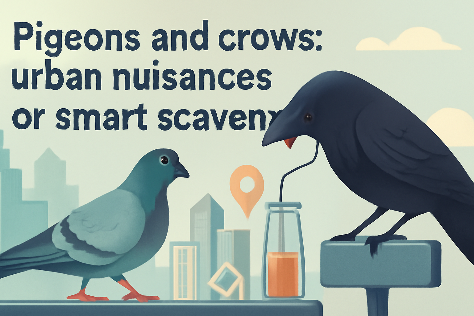 Pigeons and crows: urban nuisances or smart scavengers?