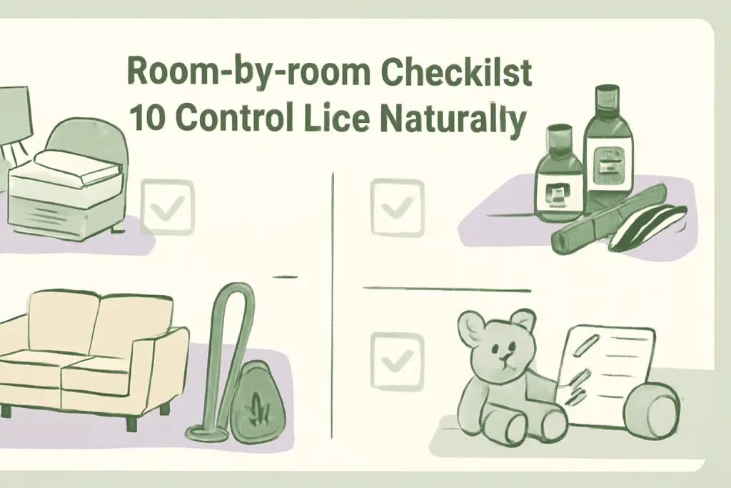 Room-by-room checklist to control lice naturally?