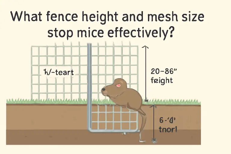 What fence height and mesh size stop mice effectively?
