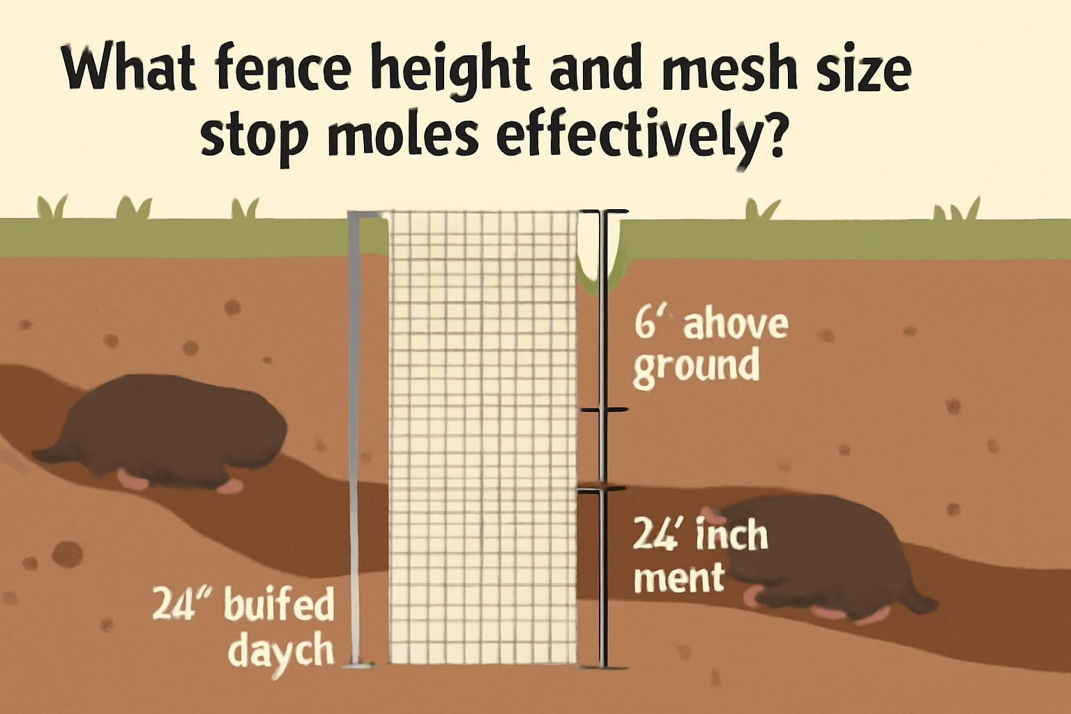 What fence height and mesh size stop moles effectively?