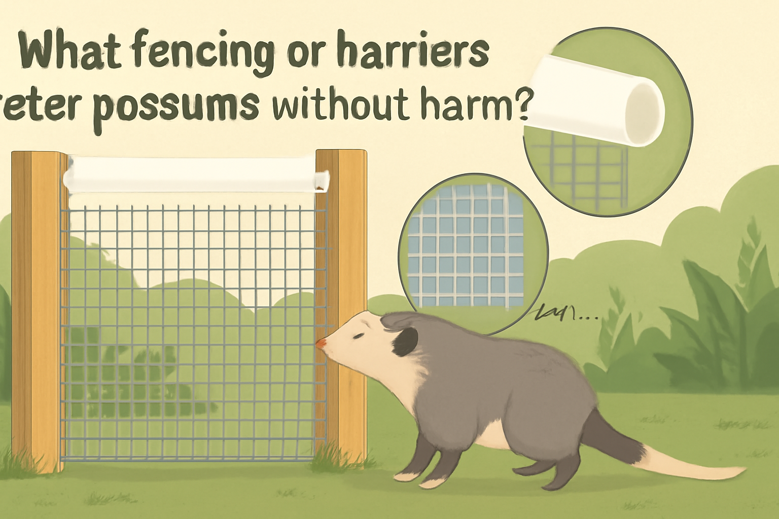 What fencing or barriers deter possums without harm?