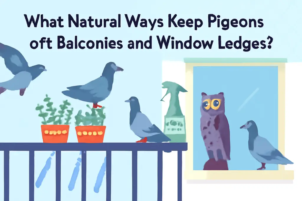 What natural ways keep pigeons off balconies and window ledges?