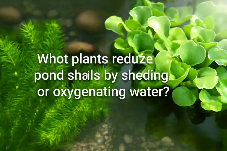 What plants reduce pond snails by shading or oxygenating water?