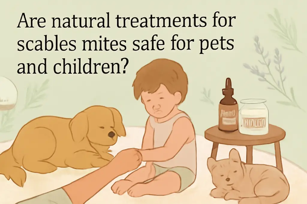 Are natural treatments for scabies mites safe for pets and children?