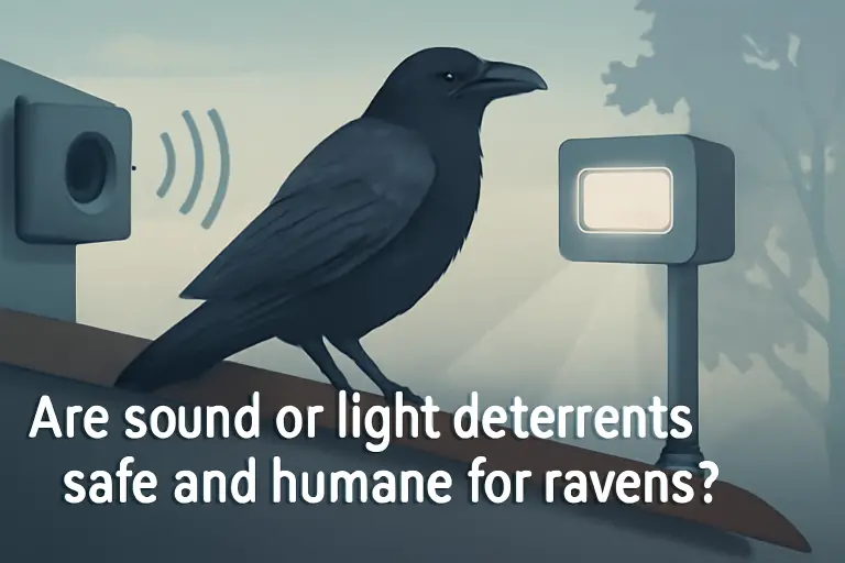 Are sound or light deterrents safe and humane for ravens?