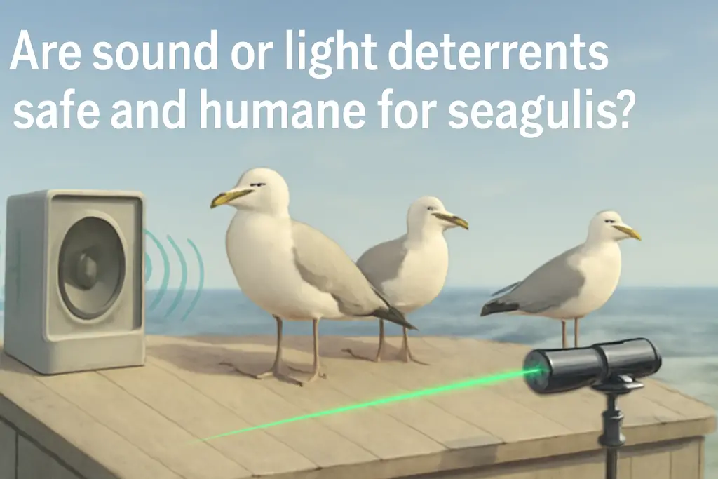 Are sound or light deterrents safe and humane for seagulls?